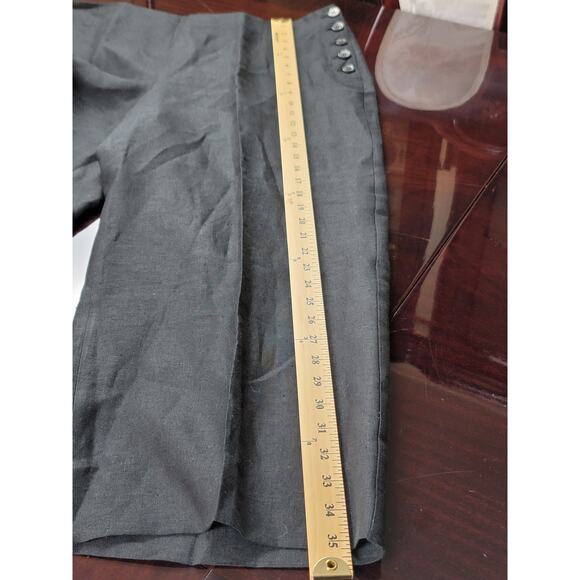 Talbots Chelsea Crop Pants Black Linen Sailor Button Fly Women's Plus Size 16 - Picture 5 of 13